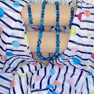 Jay King Gemstone Neon Blue Apatite Faceted Earrings & Necklace Set New